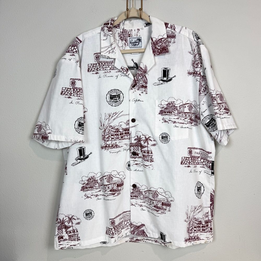Vintage Paradise Style Farrington High School Hawaiian Aloha Shirt XL RARE